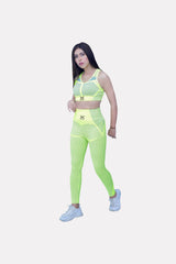 Vibrant Neon Green 2pcs Seamless Sports Set with Moisture-Wicking for women