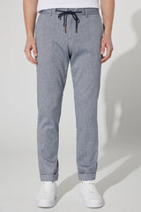 Men's Heathered Navy Joggers: Elastic Waistband, Relaxed Fit