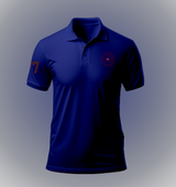 Men's Royal Blue Comfort-Fit Polo Shirt - Red Embroidered Emblem