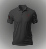 Men's Gray Polo Shirt: Red Embroidery, Performance & Stretch