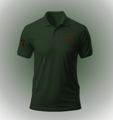 Men's Olive Green Polo: Comfort Stretch, Red Embroidery