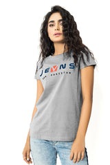 100% Australian Cotton Half-Sleeve Gray T-Shirt for Women
