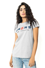 100% Australian Cotton Half-Sleeve Graphic White T-Shirt for Women