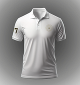 Men's Classic White Polo Shirt - Easy-Stretch & Gold Embroidered Accents