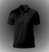 Men's Athletic Black Polo Shirt - Easy Stretch Fit, Embroidered Accents